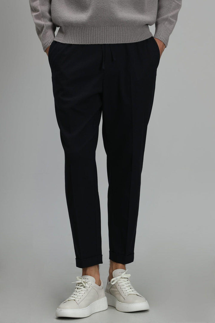 Navy Blue Tailored Fit Men's Chino Trousers: Elevate Your Style Game with Versatile Sophistication - Texmart
