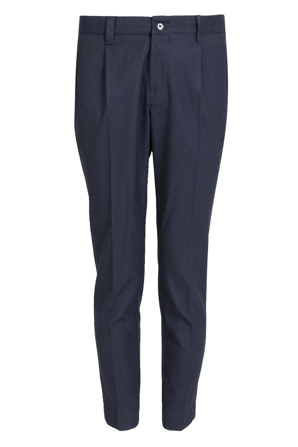 Navy Blue Tailored Single Pleat Chino Trousers for Men - The Perfect Blend of Style and Comfort - Texmart