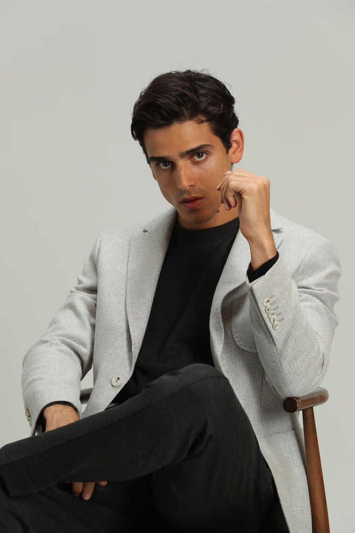 Refined Charcoal Wool Blend Slim Fit Men's Blazer: Elevate Your Style with Confidence - Texmart