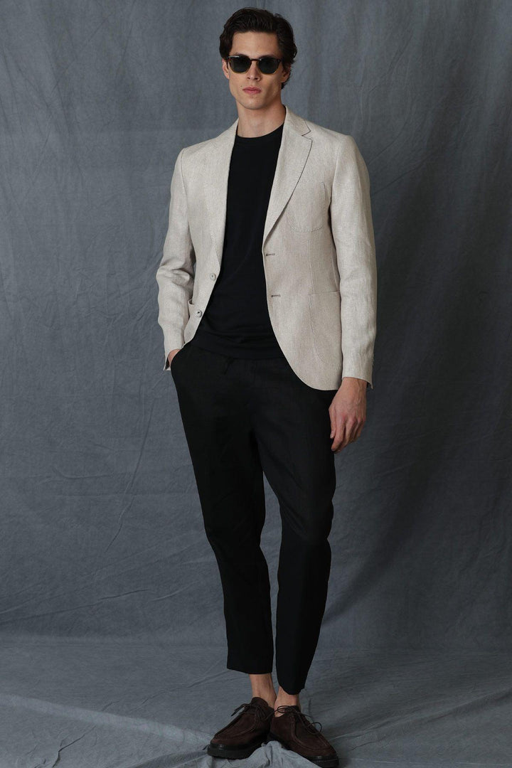 Refined Elegance: Beige Linen Blazer by Kevin Sports - Texmart