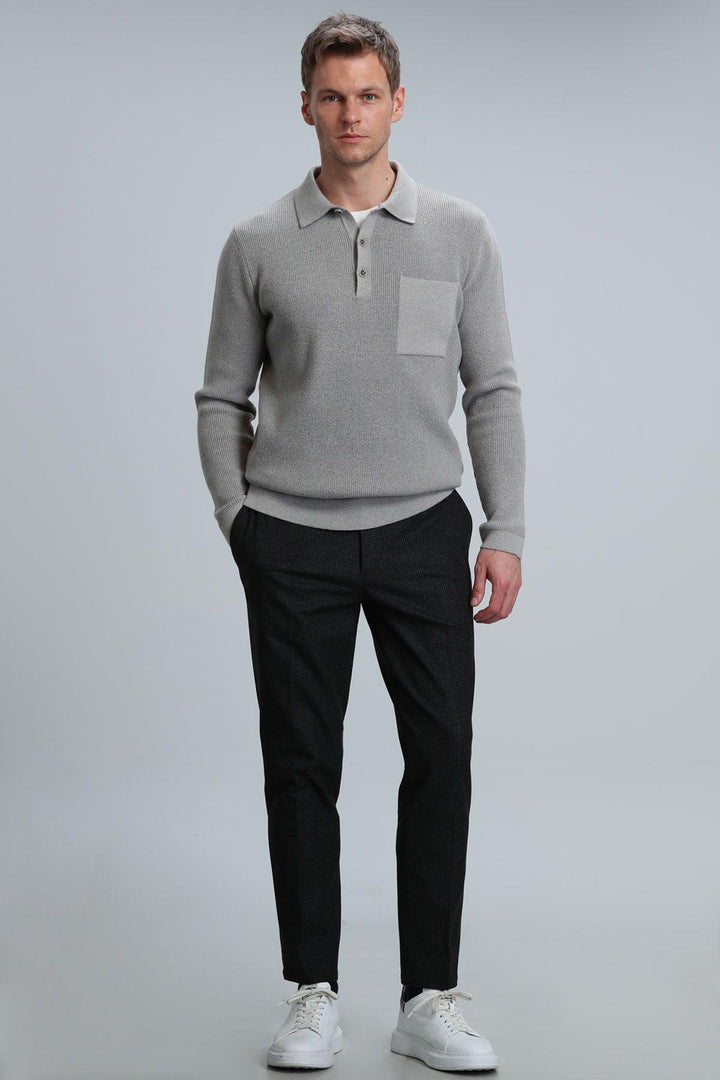 Refined Elegance: Modern Fit Anthracite Chino Trousers for Men by Frank Sports - Texmart