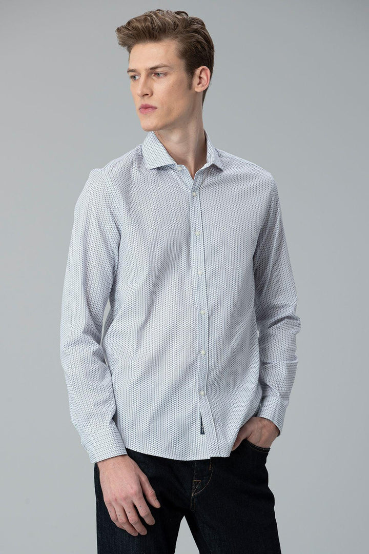 Refined Elegance: Navy Blue Slim-Fit Germa Men's Smart Shirt - Texmart