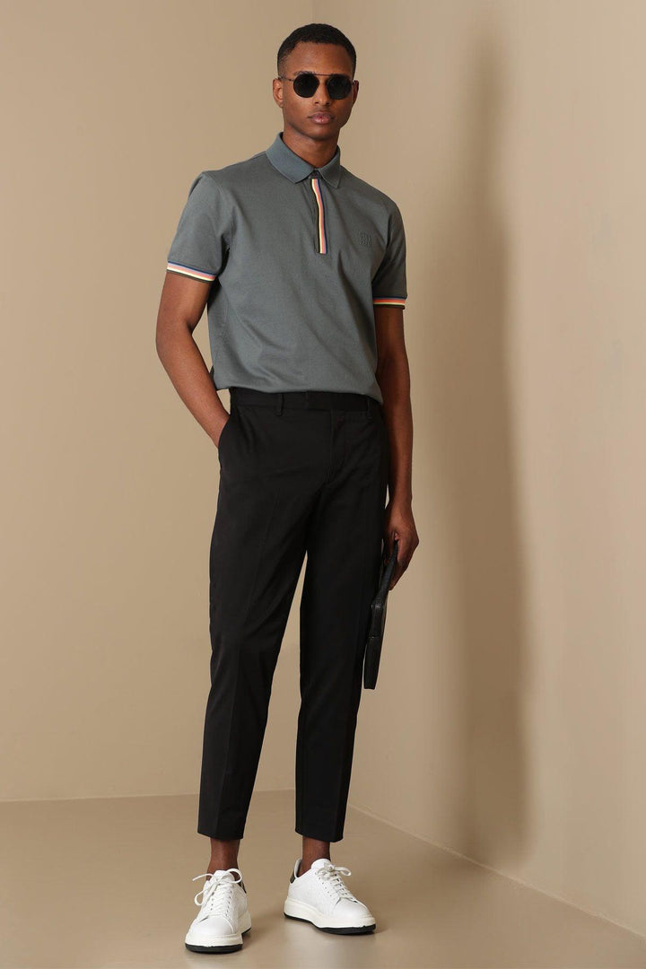 Refined Elegance: Tailored Fit Black Chino Trousers for Men by Bare Smart - Texmart