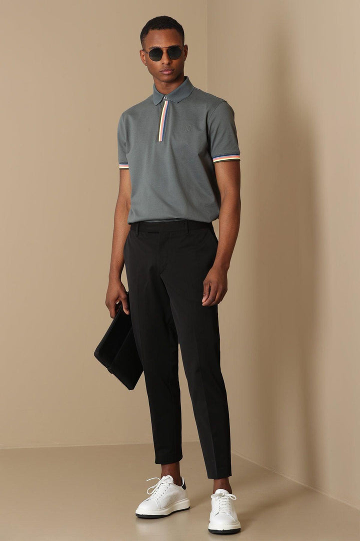 Refined Elegance: Tailored Fit Black Chino Trousers for Men by Bare Smart - Texmart