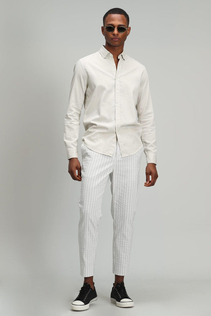 Refined Elegance: The Beige Comfort Slim Fit Smart Shirt for Men by Lora - Texmart