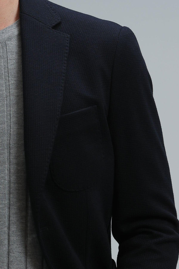 Refined Navy Blue Slim Fit Men's Blazer: The Pietro Sports Elegance - Texmart