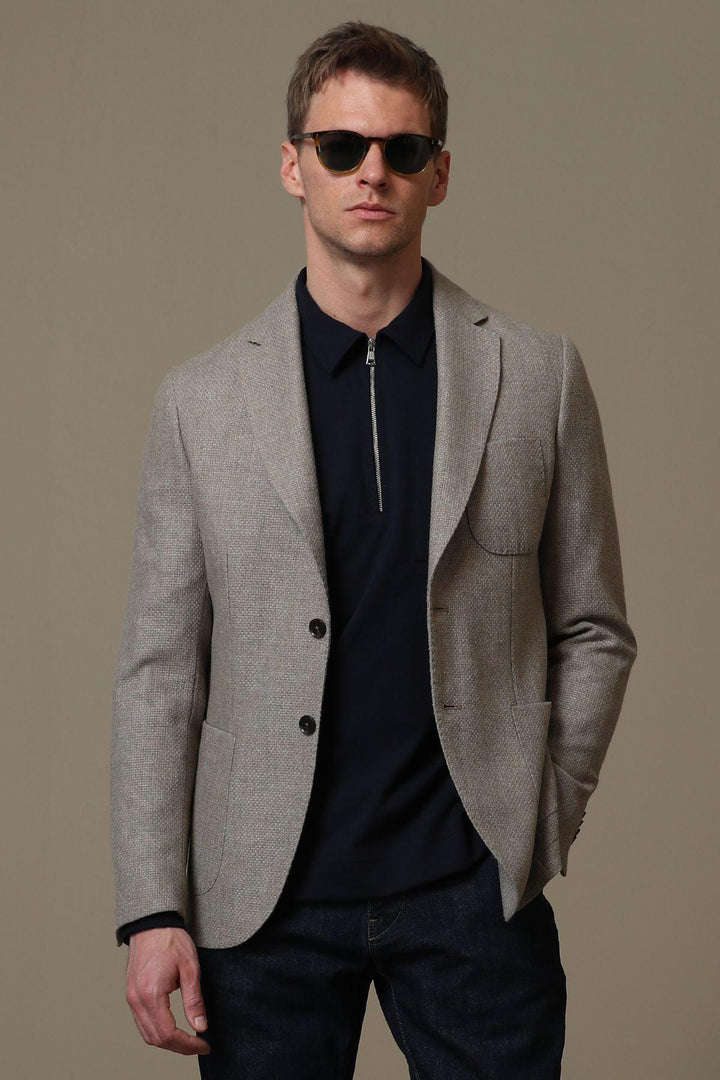 Refined Navy Blue Slim Fit Men's Blazer: The Pietro Sports Elegance - Texmart