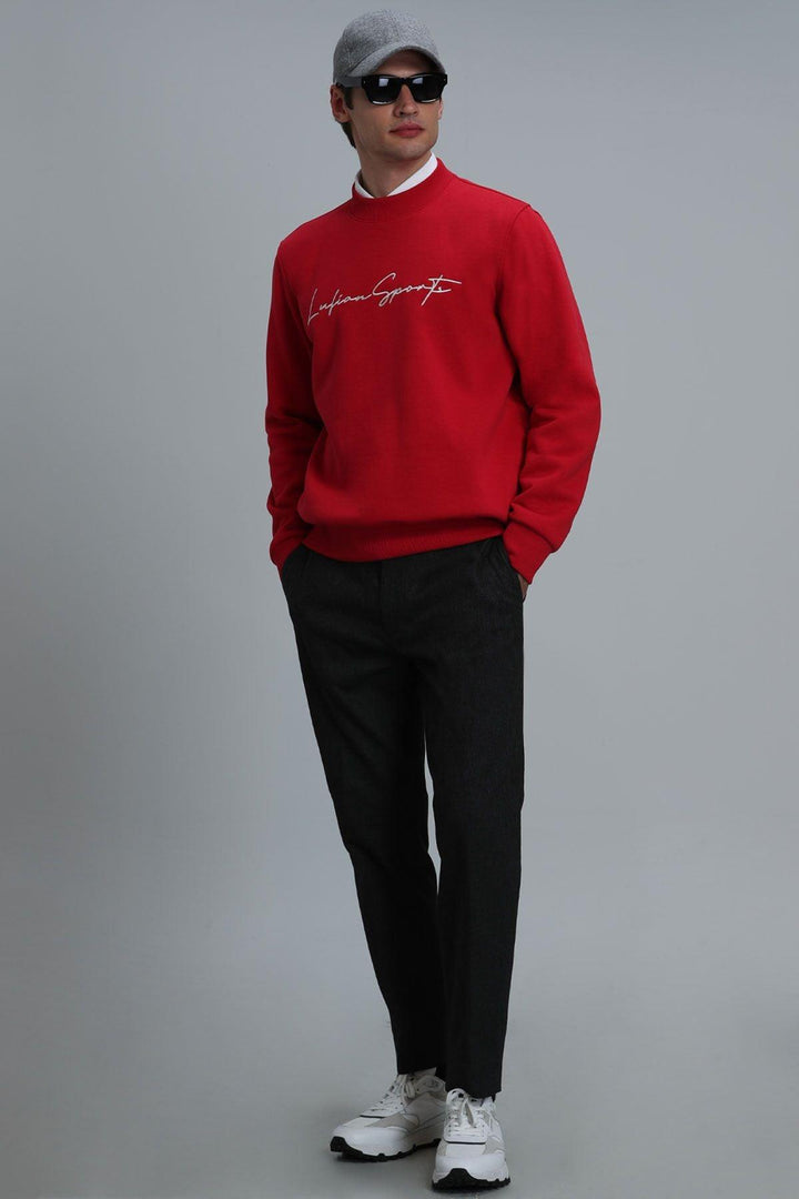 Rustic Red Comfort Men's Sweatshirt: Cozy Blend of Cotton and Polyester for Effortless Style and Lasting Quality - Texmart