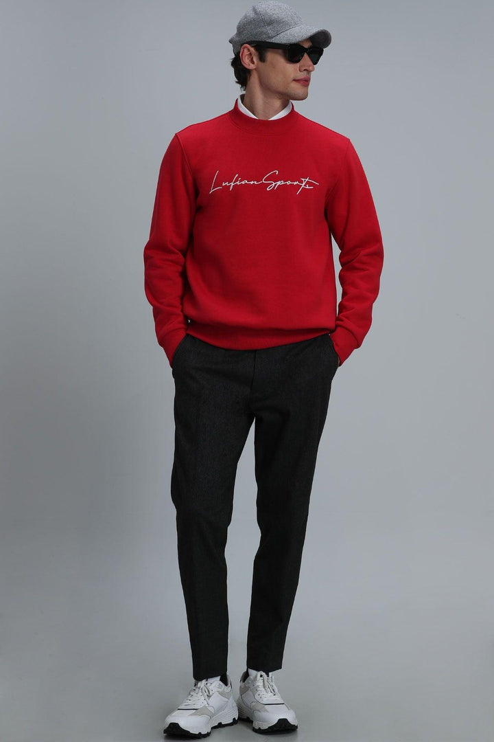 Rustic Red Comfort Men's Sweatshirt: Cozy Blend of Cotton and Polyester for Effortless Style and Lasting Quality - Texmart