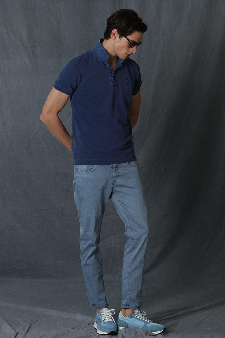 Slim Blue Denim 5 Pocket Trousers - The Ultimate Style and Comfort Combo - Texmart