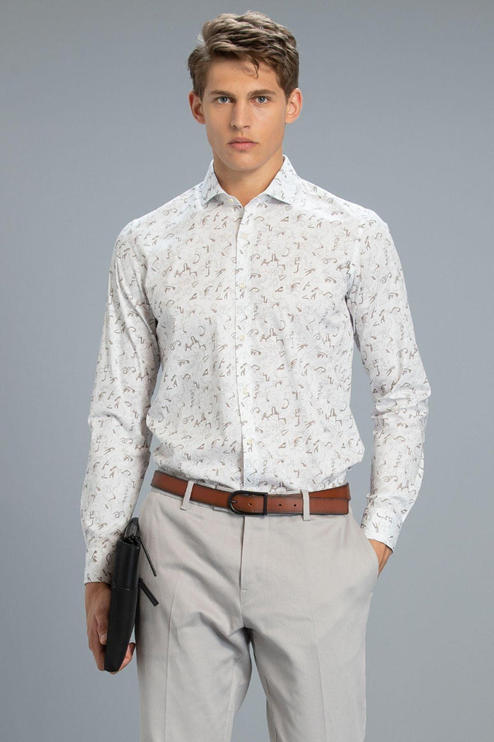Sophisticated Beige Slim Fit Men's Smart Shirt: Elevate Your Style with Arin - Texmart