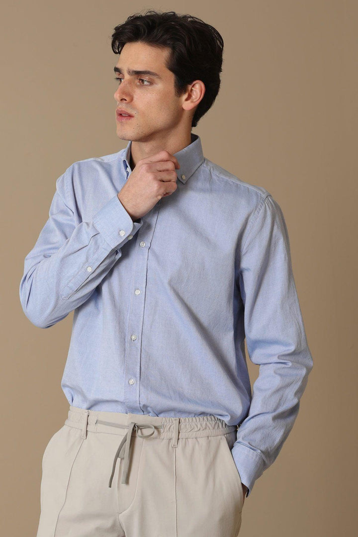 Sophisticated Blue Comfort Slim Fit Shirt for Men - Elevate Your Style with Daniel - Texmart