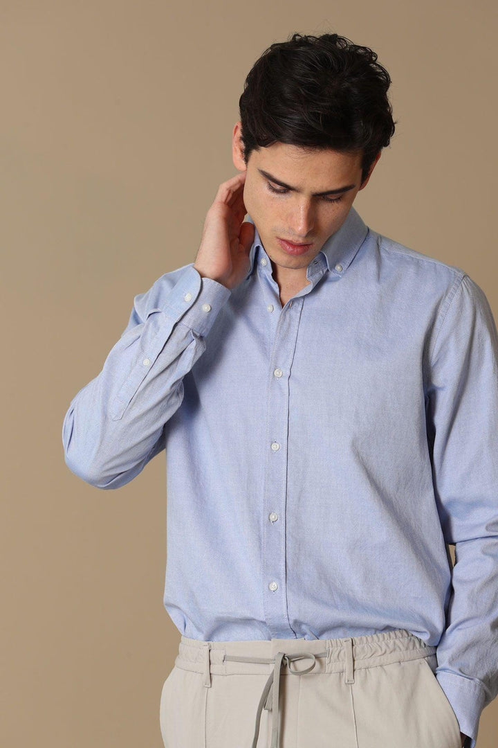 Sophisticated Blue Comfort Slim Fit Shirt for Men - Elevate Your Style with Daniel - Texmart