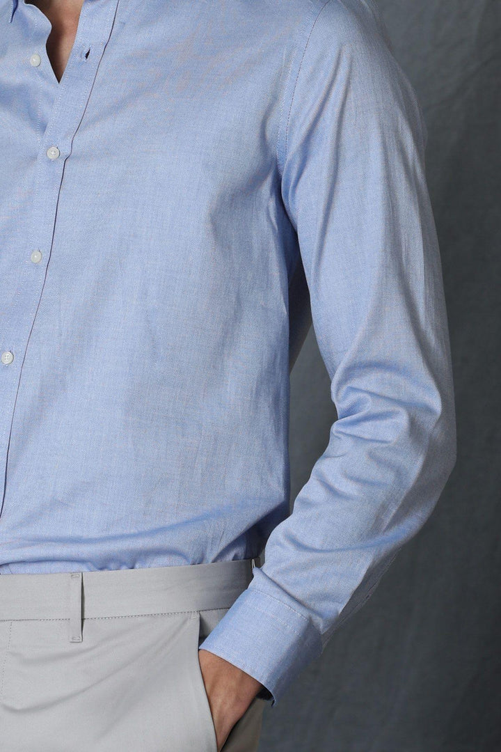 Sophisticated Blue Slim-Fit Cotton Shirt for Men - The Ultimate Style Upgrade - Texmart