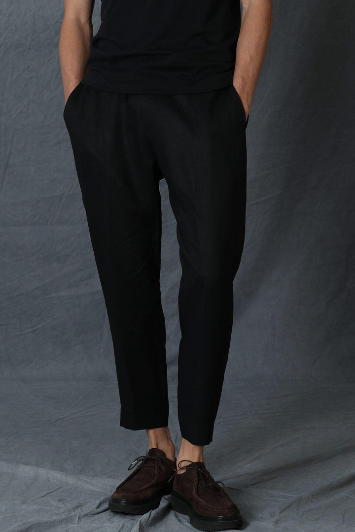Sophisticated Comfort: Karl Sports Men's Tailored Fit Black Chino Trousers - Texmart