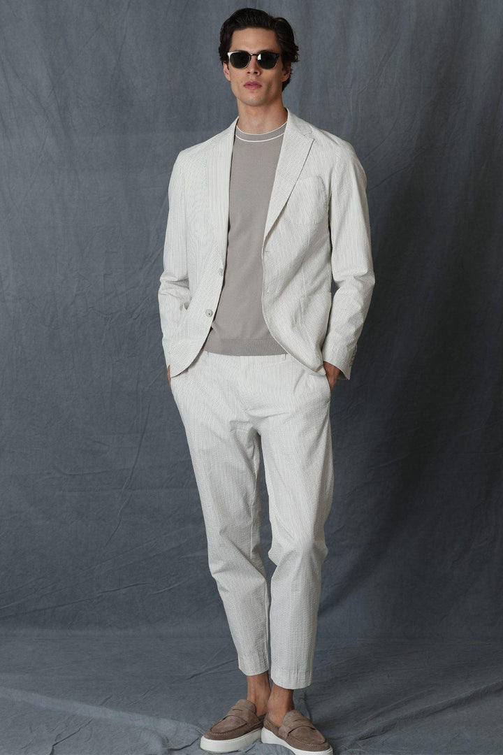 Sophisticated Ivory Elegance: Men's Slim Fit Blazer Jacket by Andre Sports - Texmart