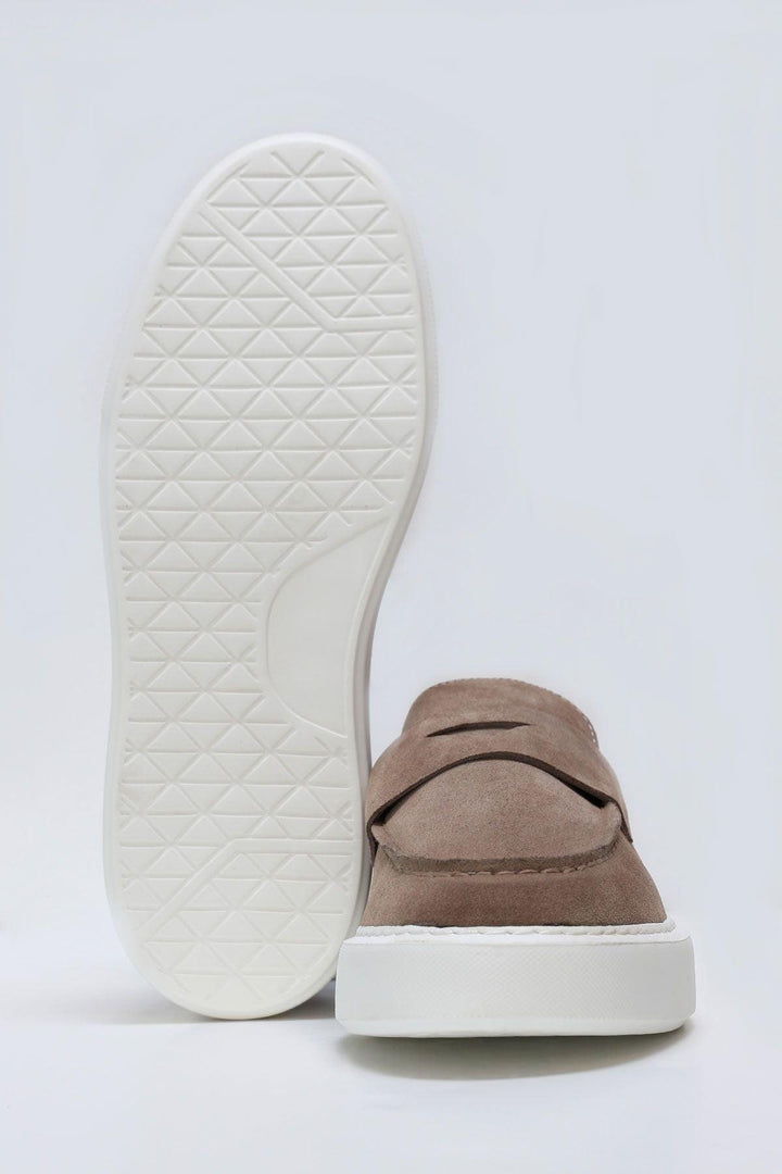 Sophisticated Leather Blend Sneakers - Beige Elegance - Texmart