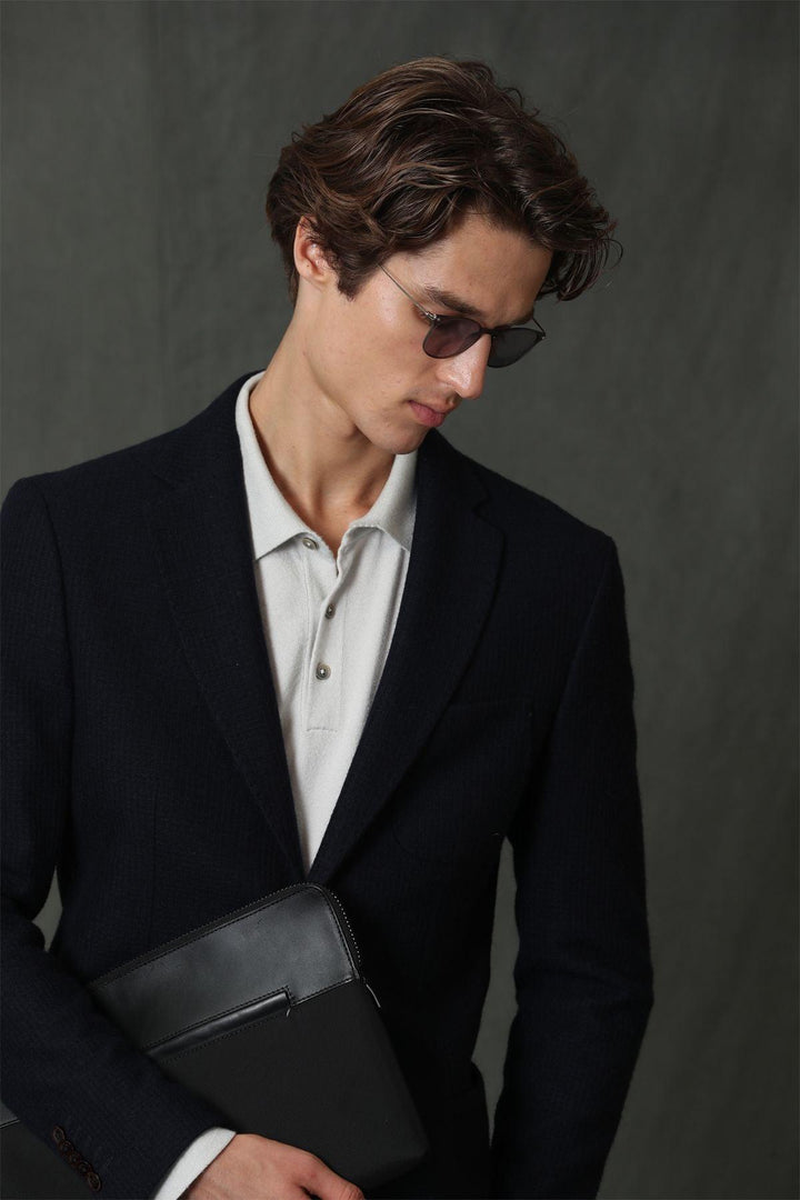 Sophisticated Navy Blue Slim Fit Men's Blazer Jacket: Elevate Your Style with the Forest Sports Collection - Texmart