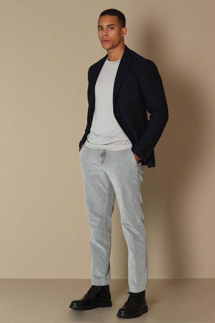Sophisticated Navy Blue Wool Blend Slim Fit Men's Blazer Jacket - Texmart