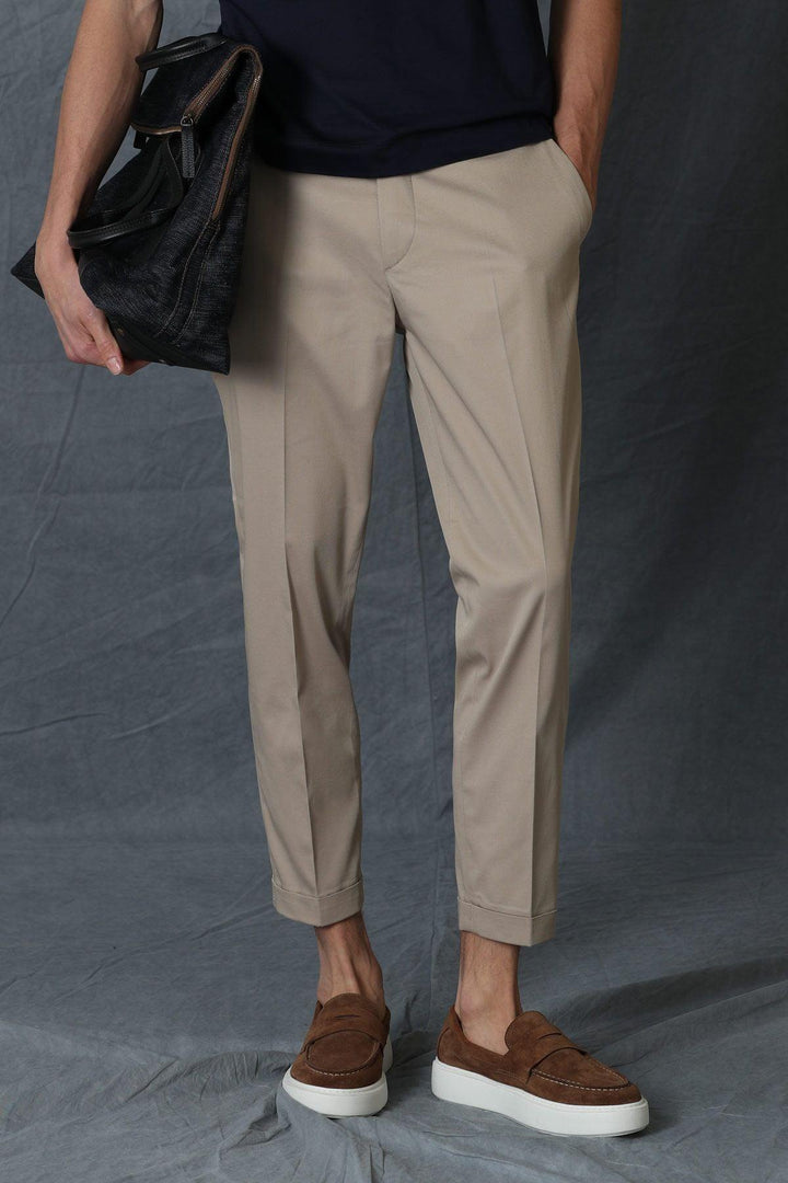 Sophisticated Sands Men's Slim Fit Chino Trousers - Timeless Beige Elegance - Texmart