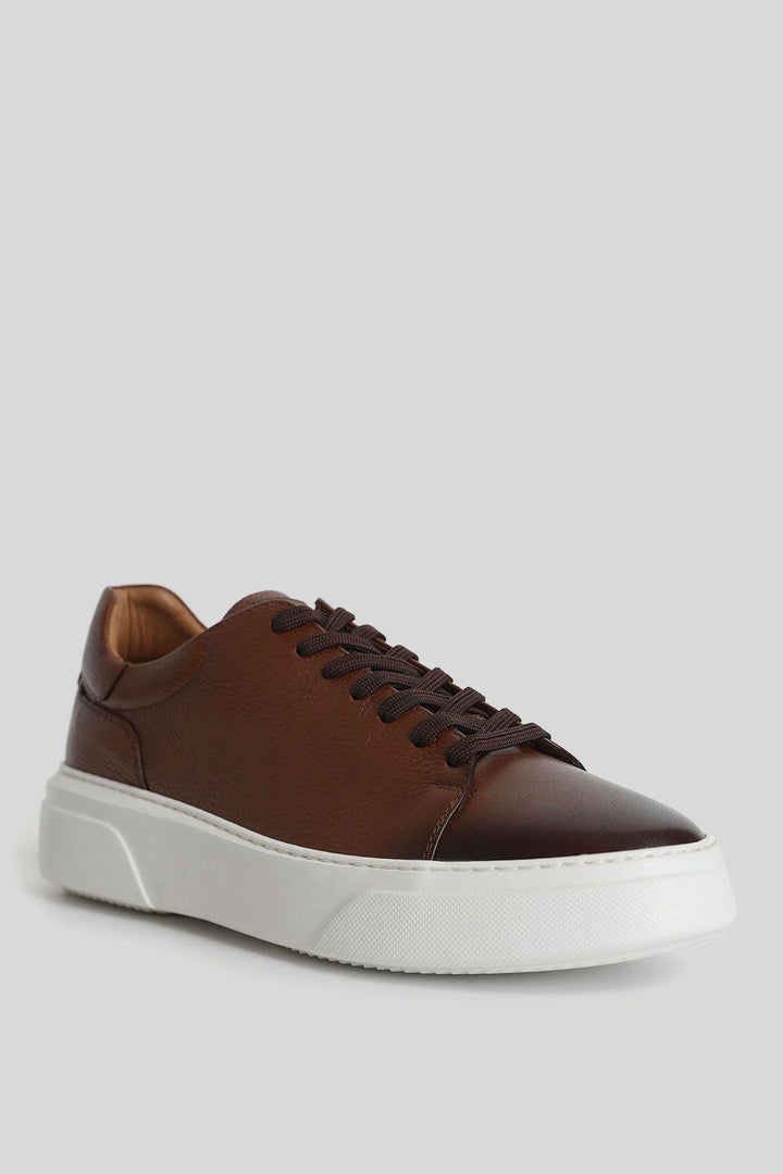 Sophisticated Tan Leather Sneaker Shoes: Crafted for Style and Comfort - Texmart