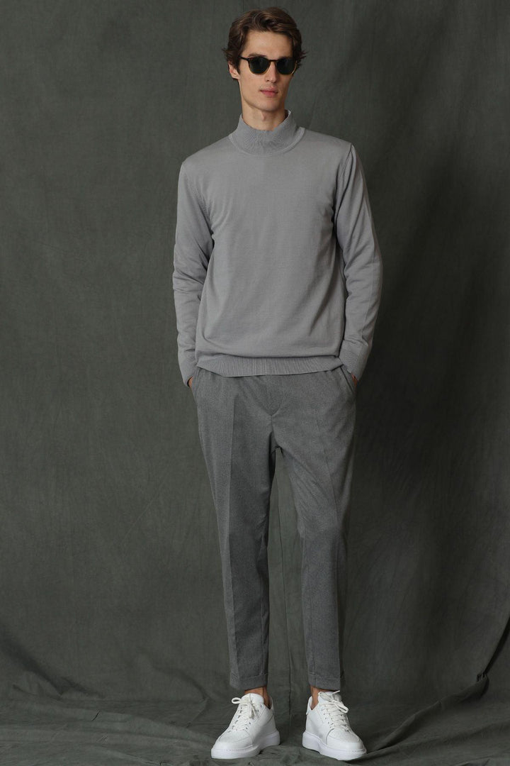 Stay cozy and chic with the Gray Mist Half Fisherman Men's Sweater. - Texmart