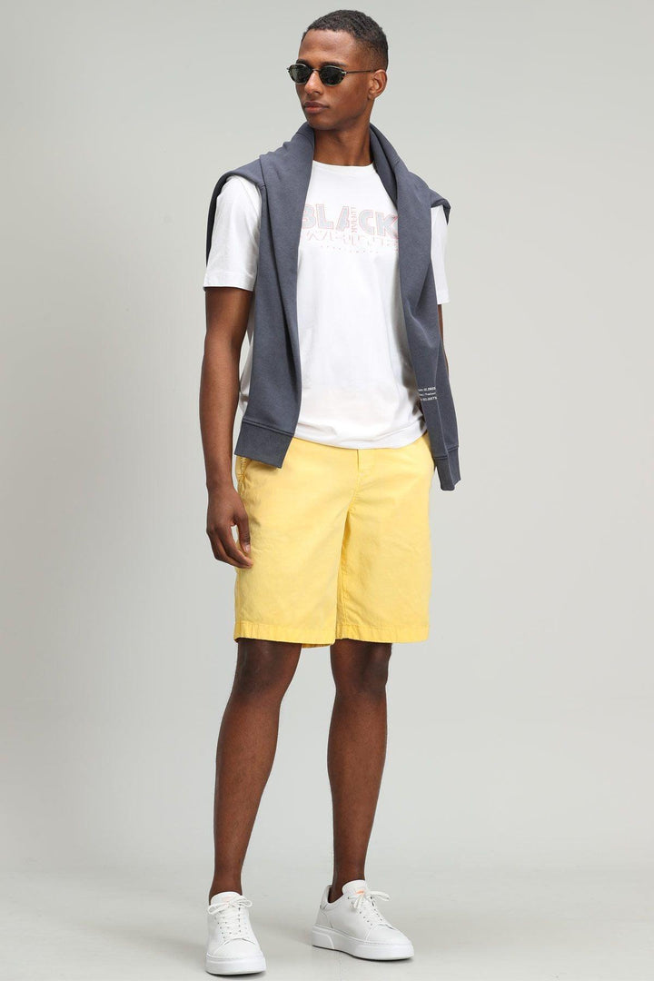 Sunshine Yellow Slim Fit Chino Shorts for Men by Zegler Sports: Elevate Your Summer Style with Confidence and Comfort - Texmart