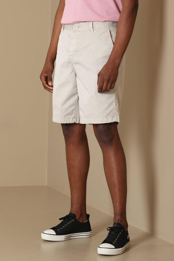 Tailored Comfort: Beige Slim Fit Chino Shorts for Men by Zegler Sports - Texmart