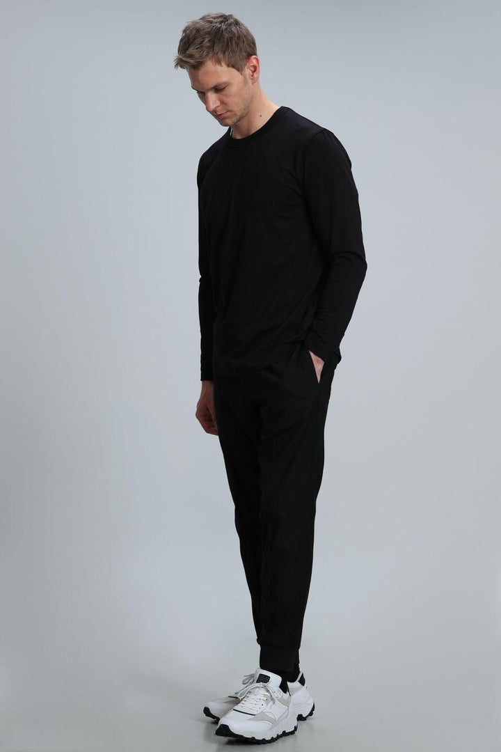 The Elite Men's Essential Long Sleeve T-Shirt in Midnight Black - Texmart
