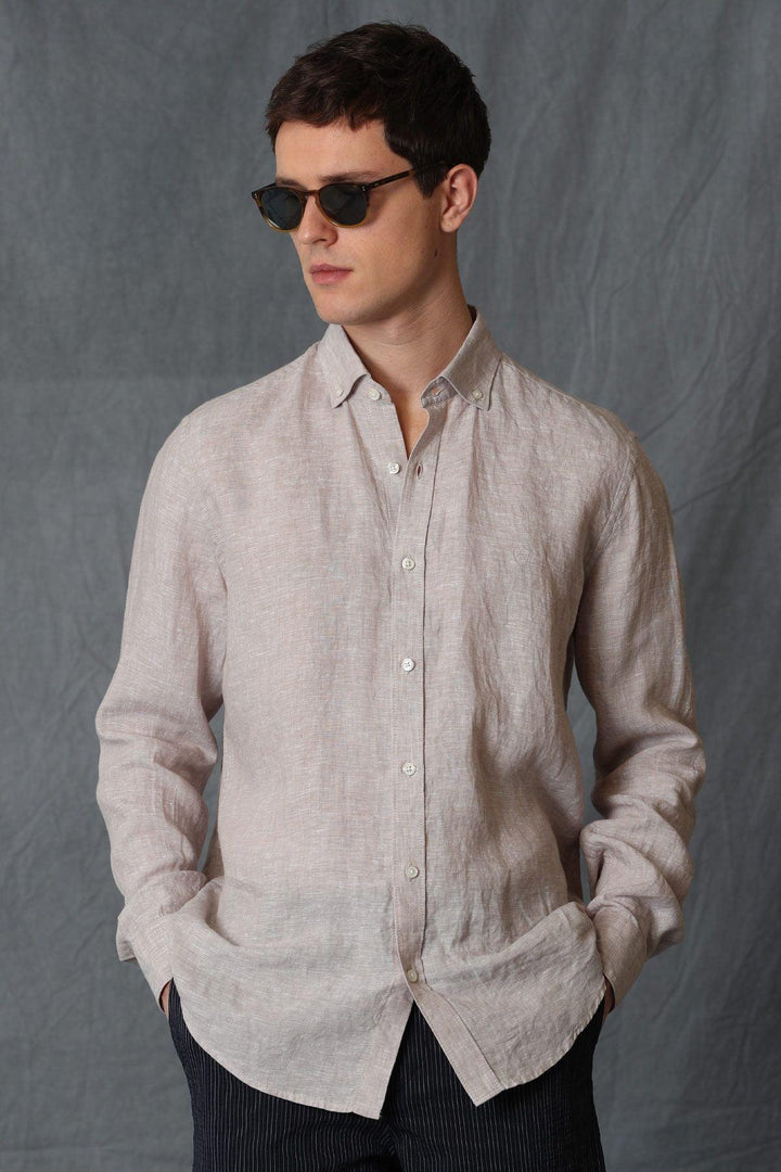 The Natural Comfort Men's Linen Shirt - Effortless Elegance in Beige - Texmart