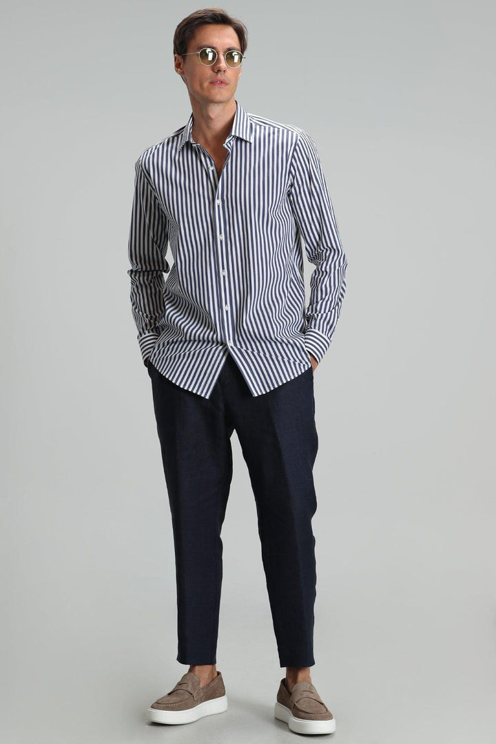 The Navy Elegance: Men's Smart Shirt - A Perfect Blend of Style and Comfort - Texmart
