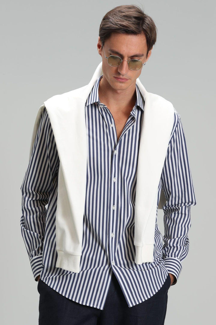 The Navy Elegance: Men's Smart Shirt - A Perfect Blend of Style and Comfort - Texmart
