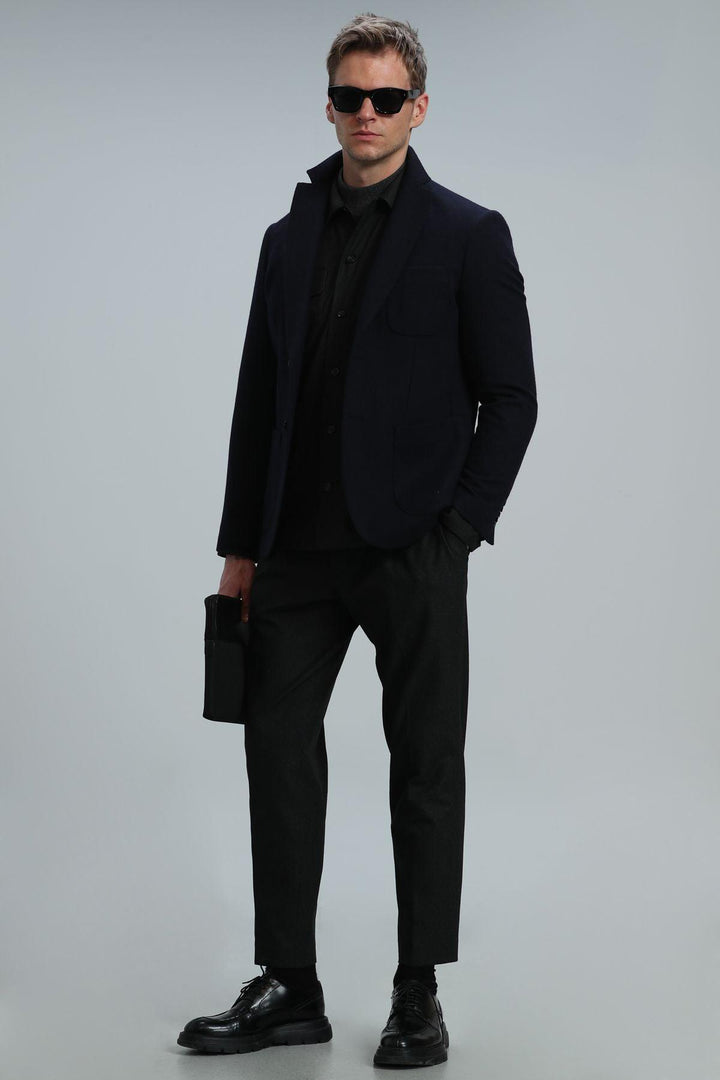The Refined Navy Elegance: A Luxurious Slim Fit Blazer Jacket for Men - Texmart
