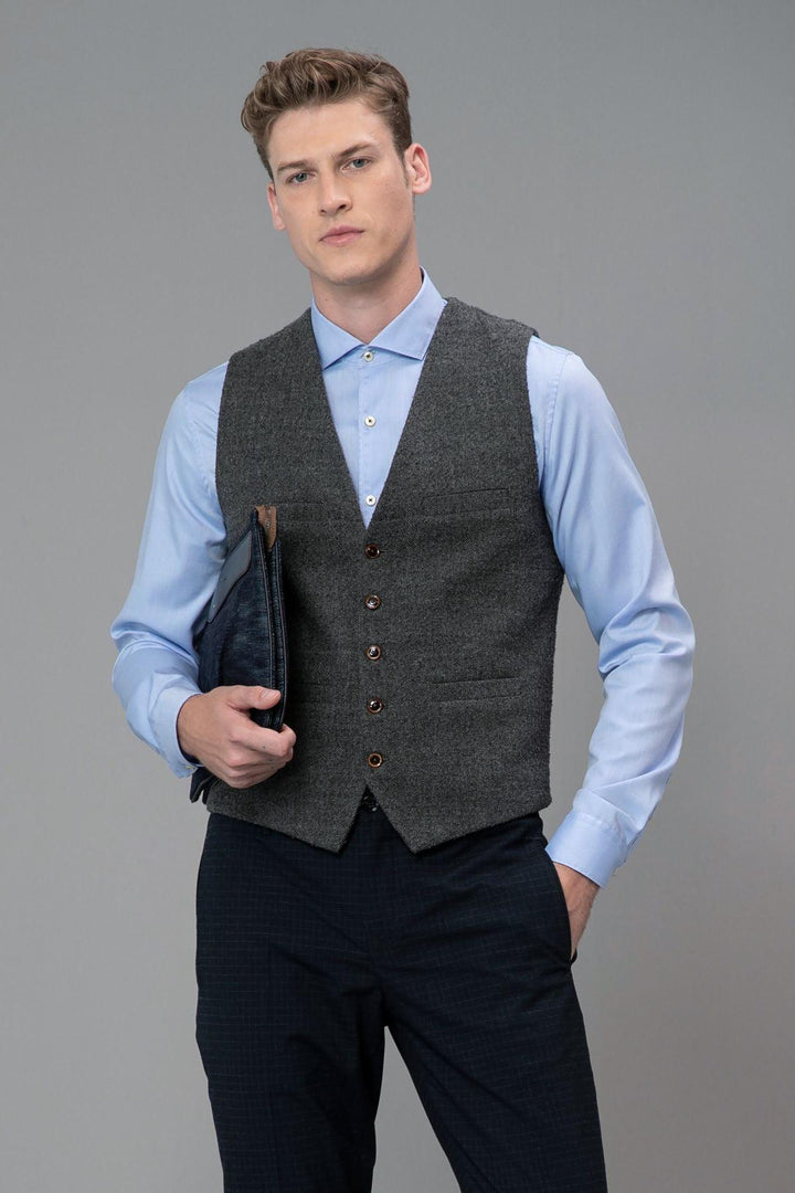 The Sophisticated Charcoal Men's Vest - Texmart