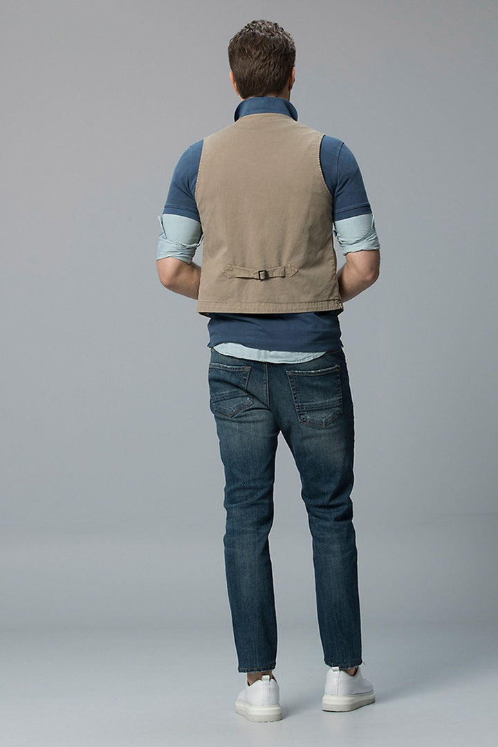 Timeless Beige Cotton Blend Men's Vest - A Versatile Wardrobe Essential - Texmart