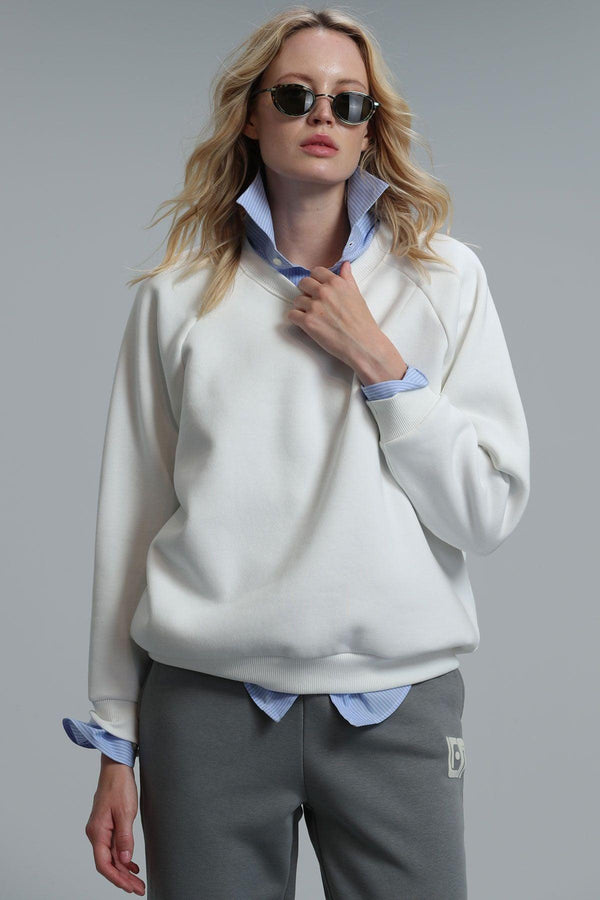 Ujın Women's Knitted Sweatshirt Off White - Texmart
