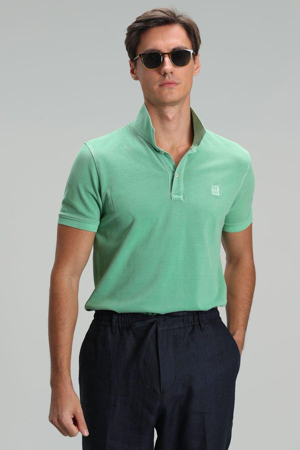 Vibrant Green Knit Polo Neck Men's T-Shirt - The Perfect Blend of Style and Comfort! - Texmart
