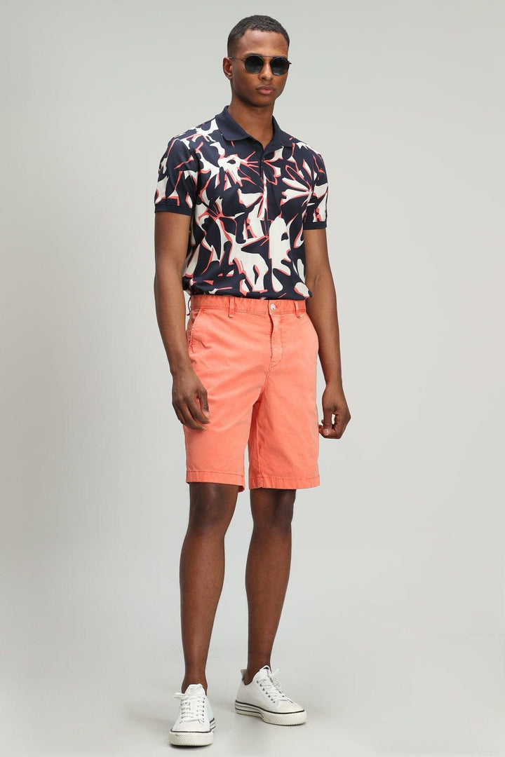Vibrant Sunset Orange Slim Fit Chino Shorts for Men by Zegler Sports - Texmart